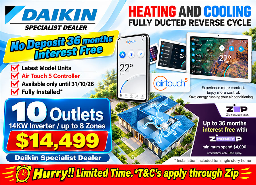 Special Offer Daikin Ducted Air Conditioning with Air Touch 4 Controller